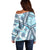 Hawaii Quilt Off Shoulder Sweater Kakau Polynesian Pattern Sky Blue Version LT01 - Polynesian Pride