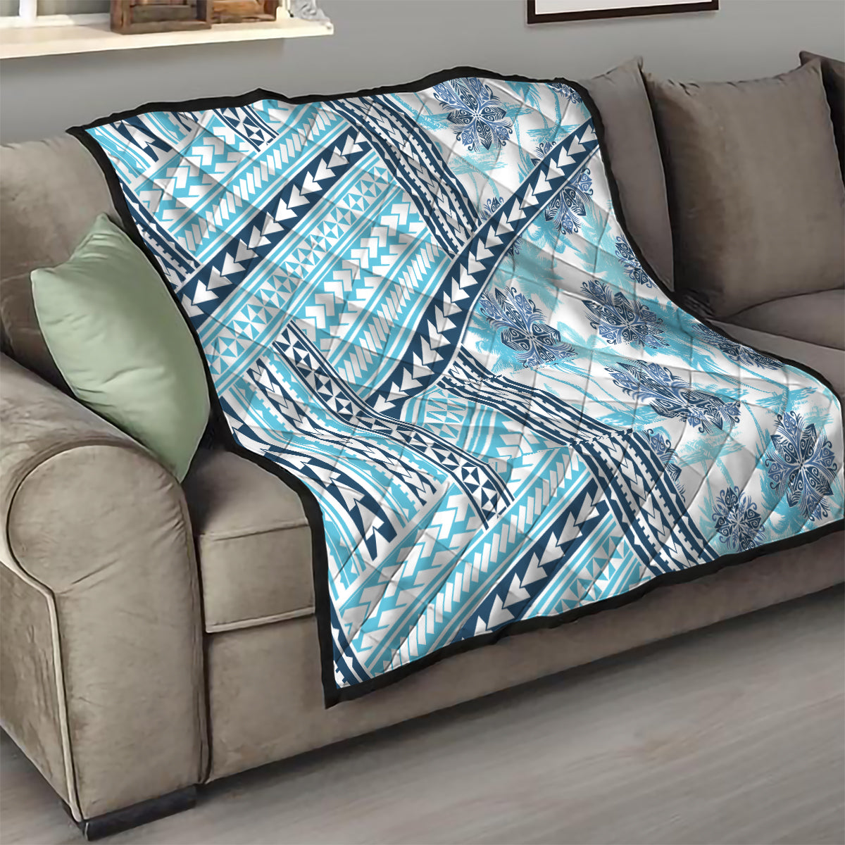 Hawaii Quilt Quilt Kakau Polynesian Pattern Sky Blue Version LT01 - Polynesian Pride