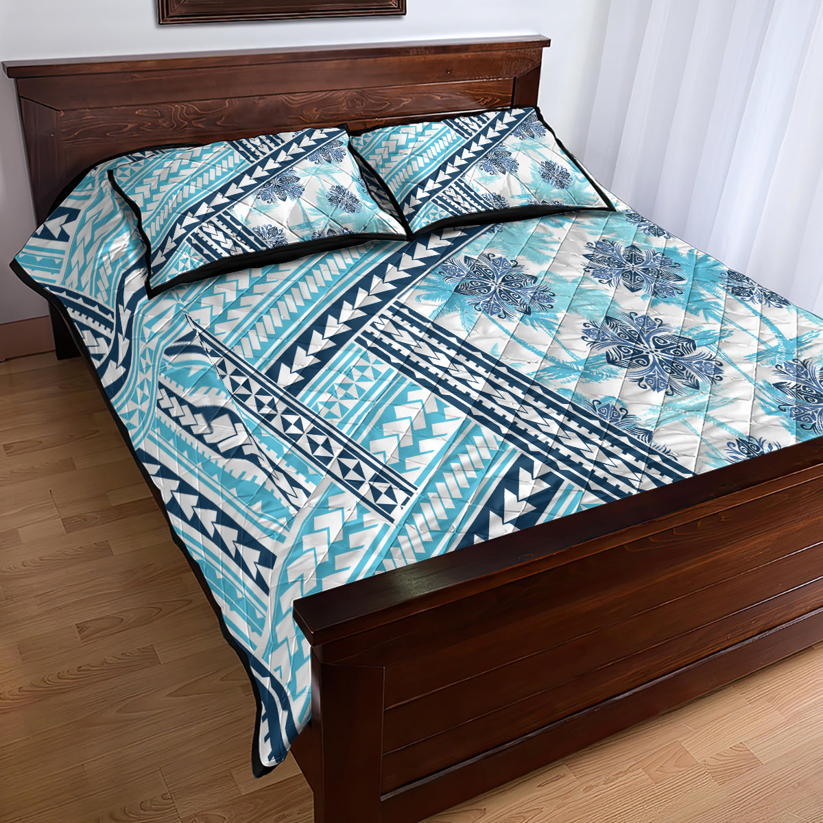 Hawaii Quilt Quilt Bed Set Kakau Polynesian Pattern Sky Blue Version LT01 - Polynesian Pride