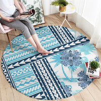 Hawaii Quilt Round Carpet Kakau Polynesian Pattern Sky Blue Version LT01 - Polynesian Pride