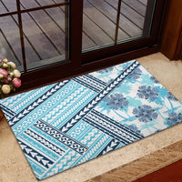 Hawaii Quilt Rubber Doormat Kakau Polynesian Pattern Sky Blue Version LT01 - Polynesian Pride