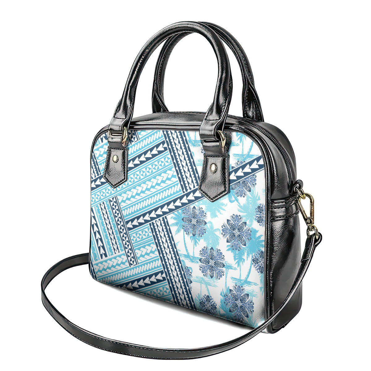 Hawaii Quilt Shoulder Handbag Kakau Polynesian Pattern Sky Blue Version LT01 - Polynesian Pride