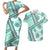 Hawaii Quilt Couples Matching Short Sleeve Bodycon Dress and Hawaiian Shirt Kakau Polynesian Pattern Teal Version LT01 Teal - Polynesian Pride