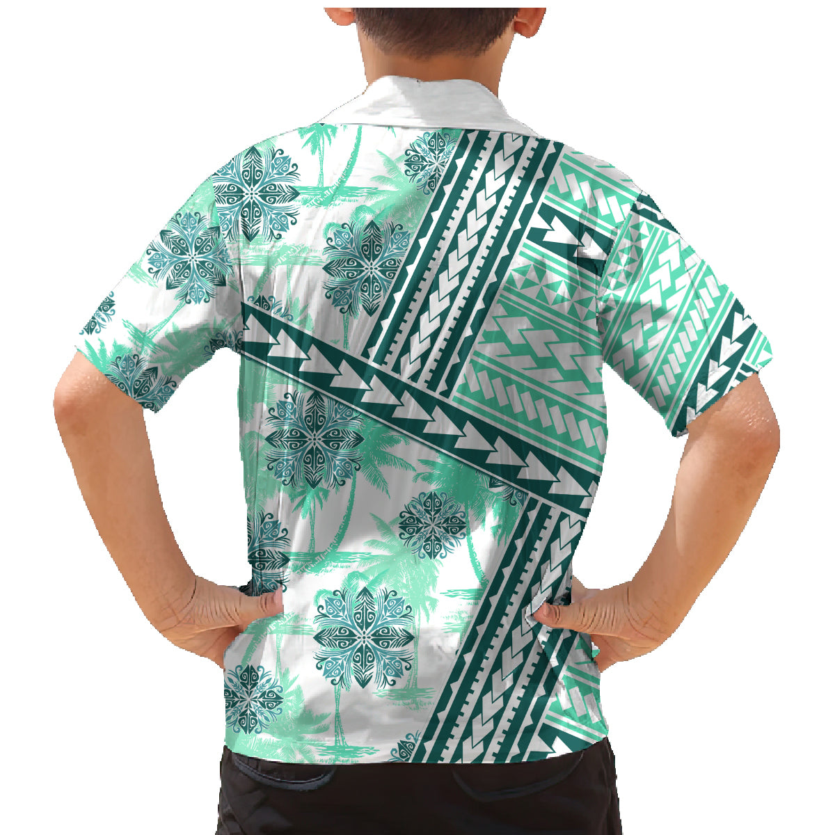 Hawaii Quilt Family Matching Mermaid Dress and Hawaiian Shirt Kakau Polynesian Pattern Teal Version LT01 - Polynesian Pride