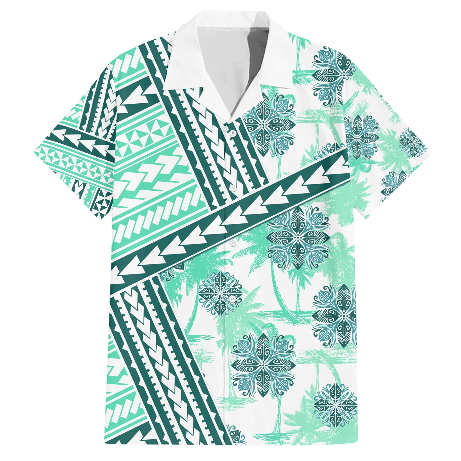 Hawaii Quilt Hawaiian Shirt Kakau Polynesian Pattern Teal Version LT01 Teal - Polynesian Pride