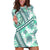 Hawaii Quilt Hoodie Dress Kakau Polynesian Pattern Teal Version LT01 Teal - Polynesian Pride