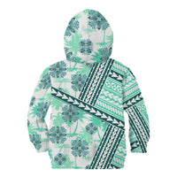 Hawaii Quilt Kid Hoodie Kakau Polynesian Pattern Teal Version LT01 - Polynesian Pride