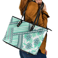 Hawaii Quilt Leather Tote Bag Kakau Polynesian Pattern Teal Version LT01 - Polynesian Pride