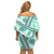 Hawaii Quilt Off Shoulder Short Dress Kakau Polynesian Pattern Teal Version LT01 - Polynesian Pride