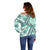 Hawaii Quilt Off Shoulder Sweater Kakau Polynesian Pattern Teal Version LT01 - Polynesian Pride