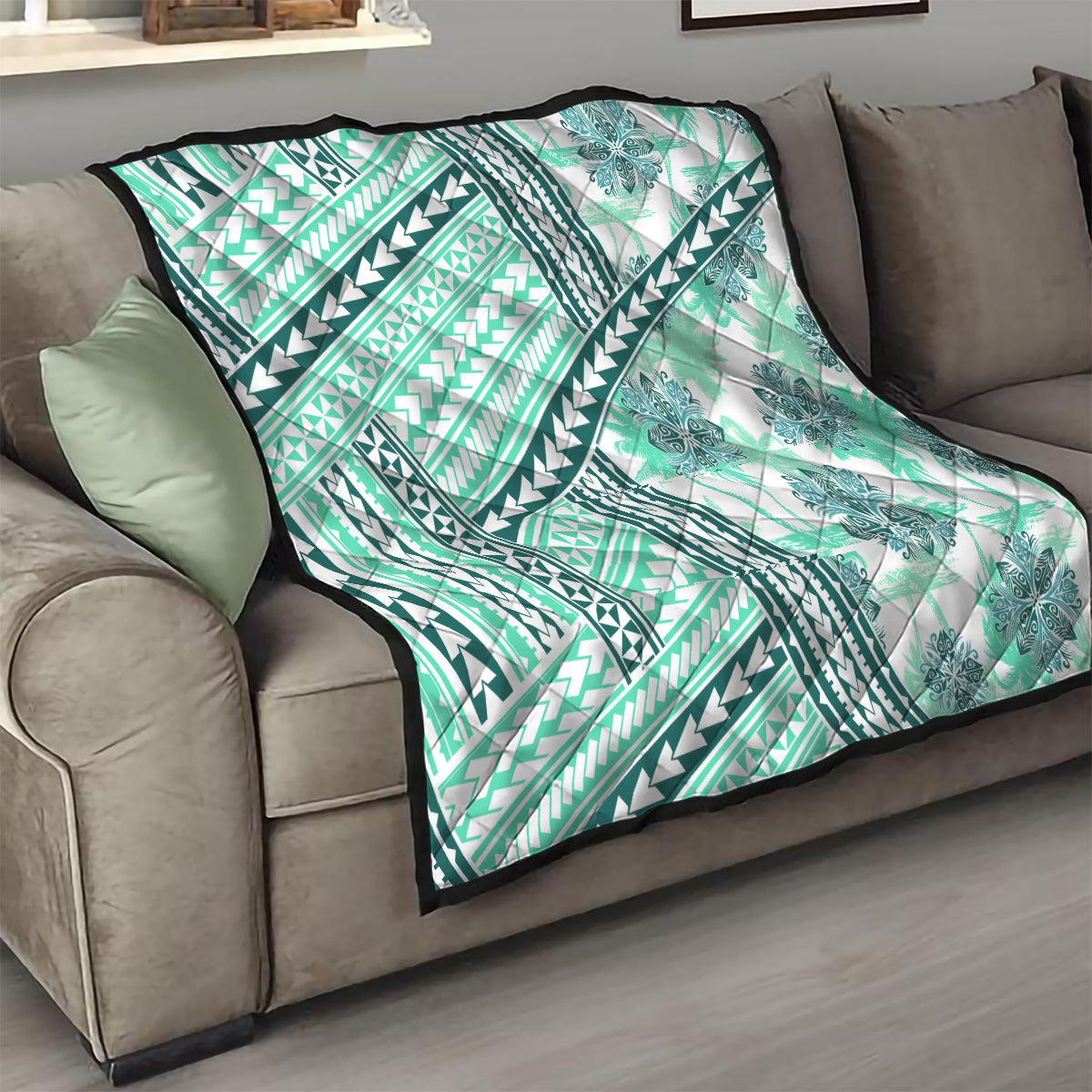 Hawaii Quilt Quilt Kakau Polynesian Pattern Teal Version LT01 - Polynesian Pride