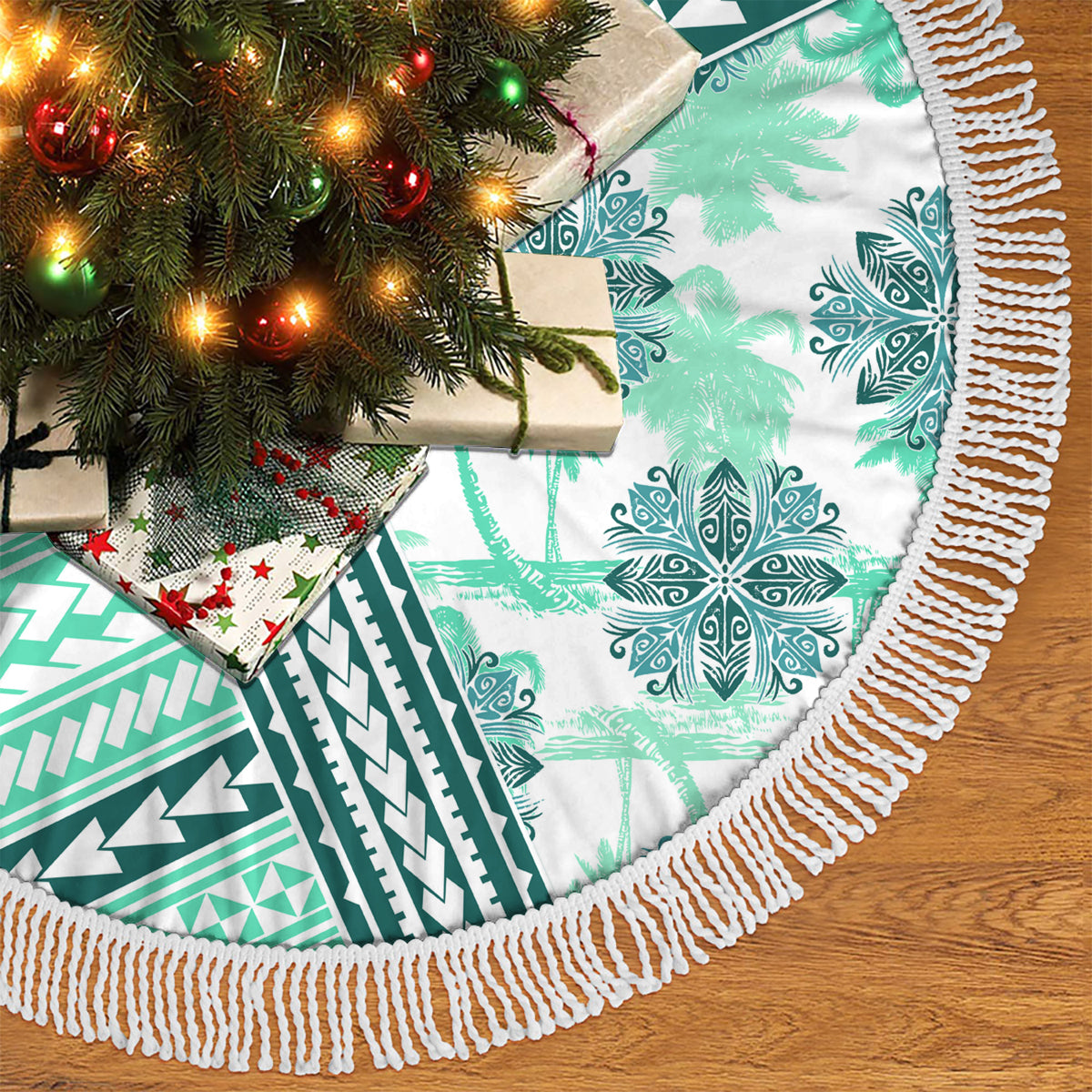Hawaii Quilt Tree Skirt Kakau Polynesian Pattern Teal Version LT01 - Polynesian Pride