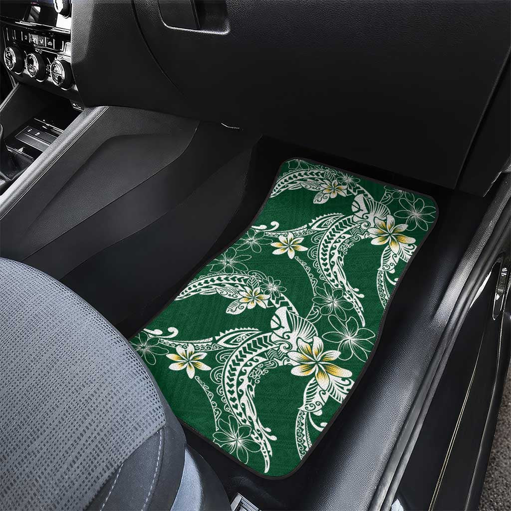 Polynesian Hawaiian Plumeria Tribal Pattern Car Mats Green Version