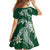 Polynesian Hawaiian Plumeria Tribal Pattern Family Matching Long Sleeve Bodycon Dress and Hawaiian Shirt Green Version