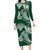 Polynesian Hawaiian Plumeria Tribal Pattern Family Matching Long Sleeve Bodycon Dress and Hawaiian Shirt Green Version