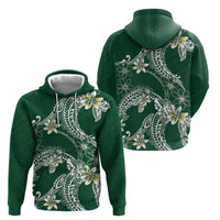Polynesian Hawaiian Plumeria Tribal Pattern Hoodie Green Version