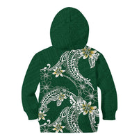 Polynesian Hawaiian Plumeria Tribal Pattern Kid Hoodie Green Version