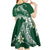 Polynesian Hawaiian Plumeria Tribal Pattern Kid Short Sleeve Dress Green Version