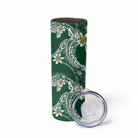 Polynesian Hawaiian Plumeria Tribal Pattern Skinny Tumbler Green Version
