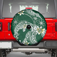 Polynesian Hawaiian Plumeria Tribal Pattern Spare Tire Cover Green Version