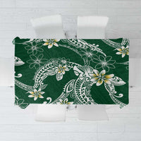 Polynesian Hawaiian Plumeria Tribal Pattern Tablecloth Green Version