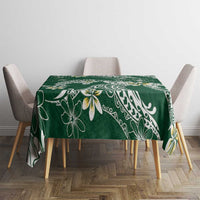 Polynesian Hawaiian Plumeria Tribal Pattern Tablecloth Green Version