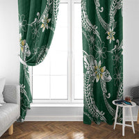 Polynesian Hawaiian Plumeria Tribal Pattern Window Curtain Green Version