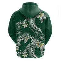 Polynesian Hawaiian Plumeria Tribal Pattern Zip Hoodie Green Version