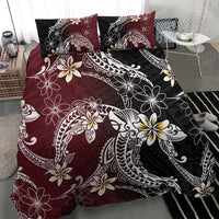 Polynesian Hawaiian Plumeria Tribal Pattern Bedding Set Special Wine Red Version