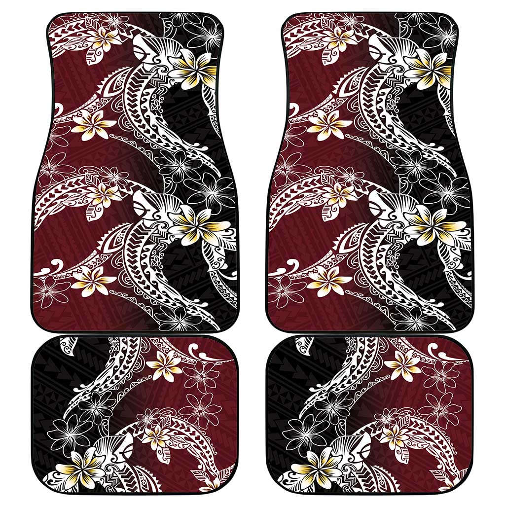 Polynesian Hawaiian Plumeria Tribal Pattern Car Mats Special Wine Red Version