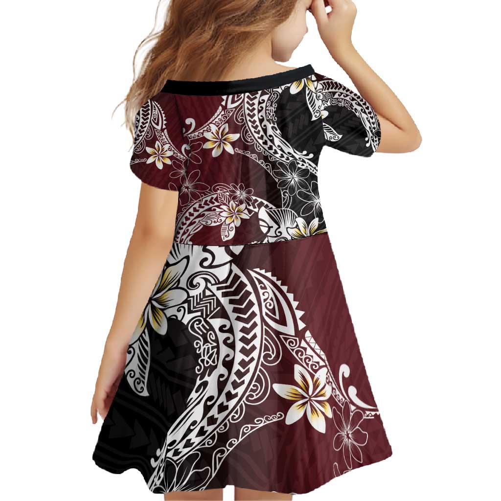 Polynesian Hawaiian Plumeria Tribal Pattern Family Matching Summer Maxi Dress and Hawaiian Shirt Special Wine Red Version