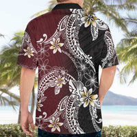 Polynesian Hawaiian Plumeria Tribal Pattern Hawaiian Shirt Special Wine Red Version