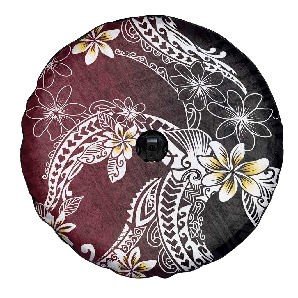 Polynesian Hawaiian Plumeria Tribal Pattern Spare Tire Cover Special Wine Red Version