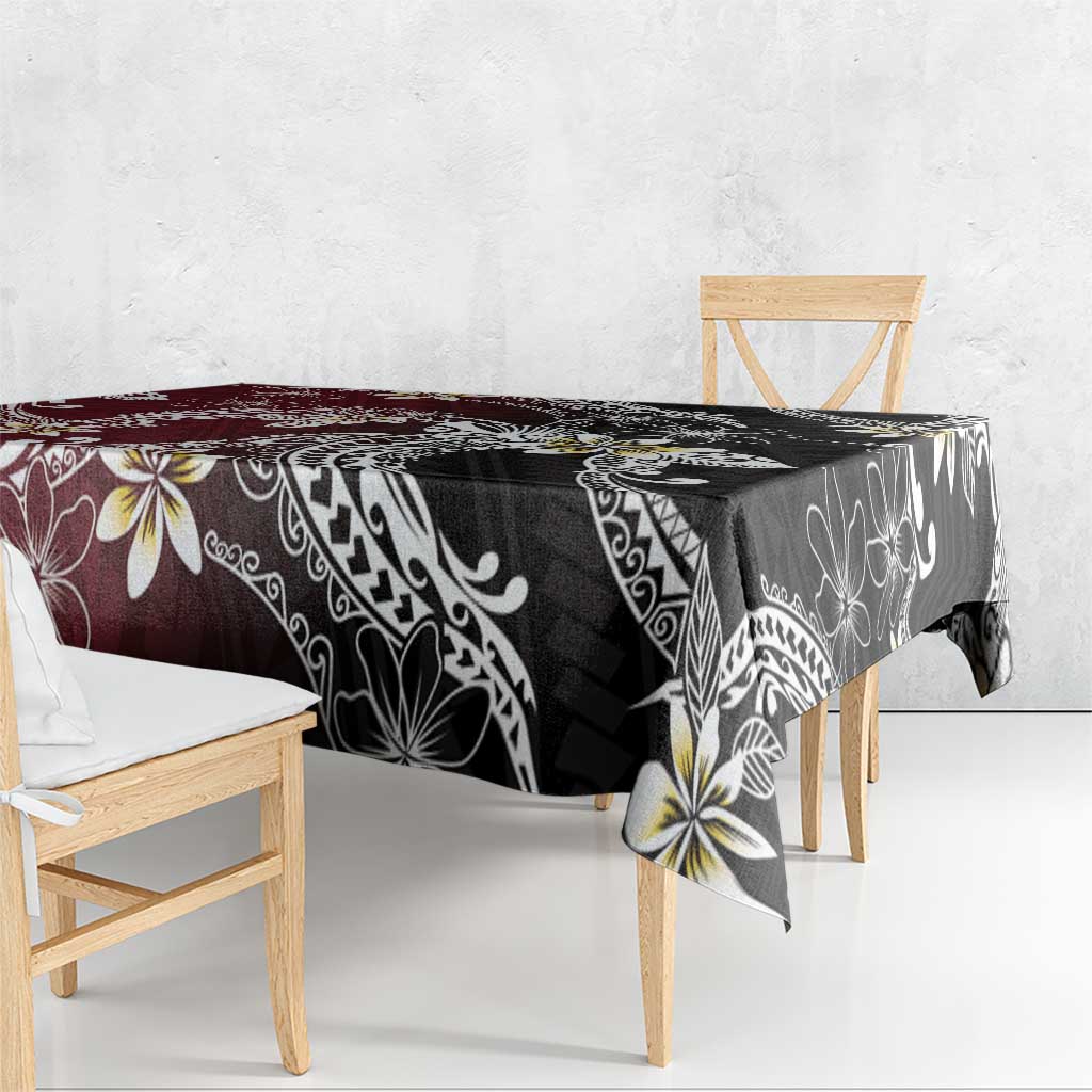 Polynesian Hawaiian Plumeria Tribal Pattern Tablecloth Special Wine Red Version