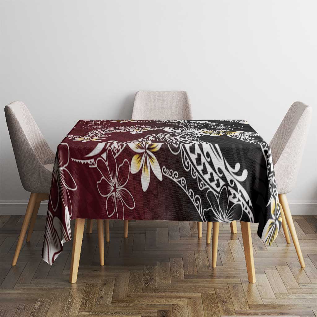 Polynesian Hawaiian Plumeria Tribal Pattern Tablecloth Special Wine Red Version