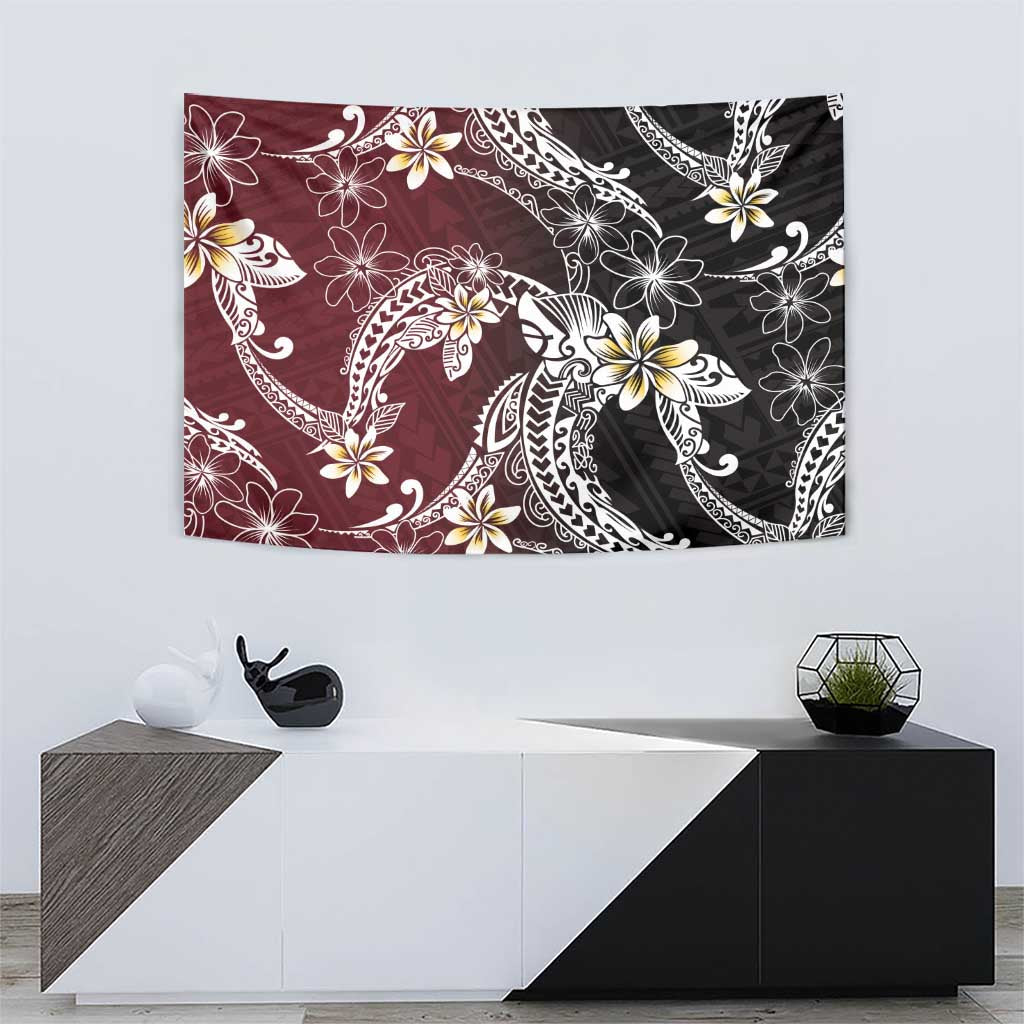 Polynesian Hawaiian Plumeria Tribal Pattern Tapestry Special Wine Red Version