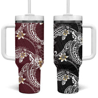 Polynesian Hawaiian Plumeria Tribal Pattern Tumbler With Handle Special Wine Red Version