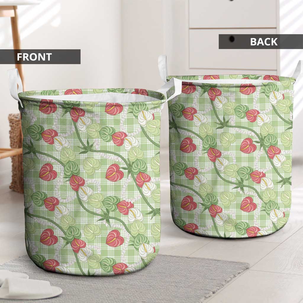 Anthurium Pikake Ti Leaf Palaka Laundry Basket Green Version