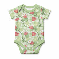 Anthurium Pikake Ti Leaf Palaka Baby Onesie Green Version LT01 Green - Polynesian Pride