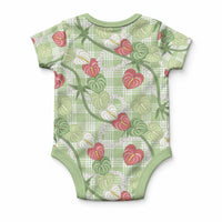 Anthurium Pikake Ti Leaf Palaka Baby Onesie Green Version LT01 - Polynesian Pride