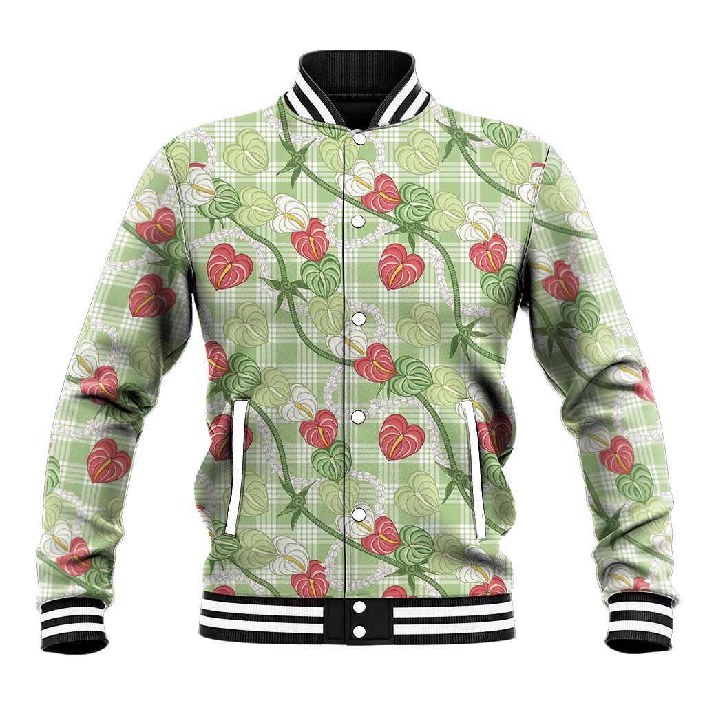 Anthurium Pikake Ti Leaf Palaka Baseball Jacket Green Version