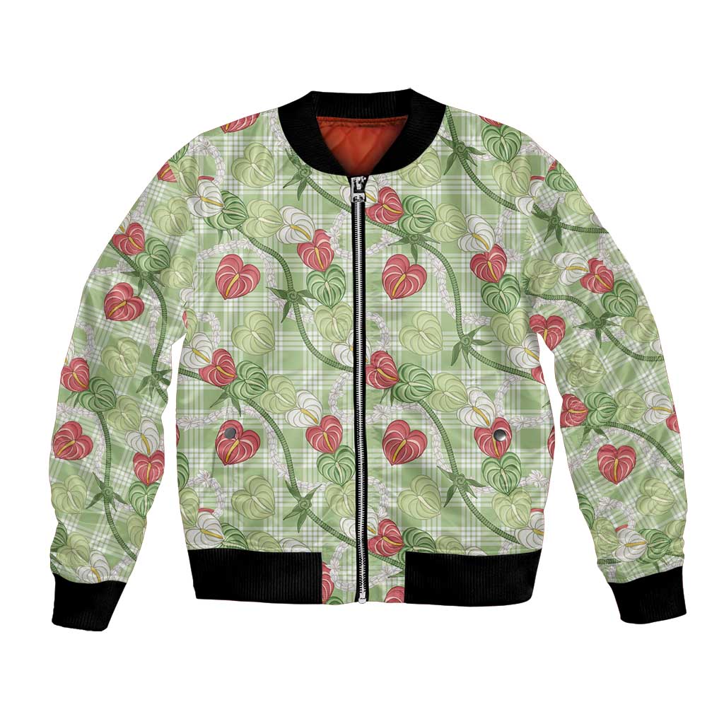 Anthurium Pikake Ti Leaf Palaka Bomber Jacket Green Version