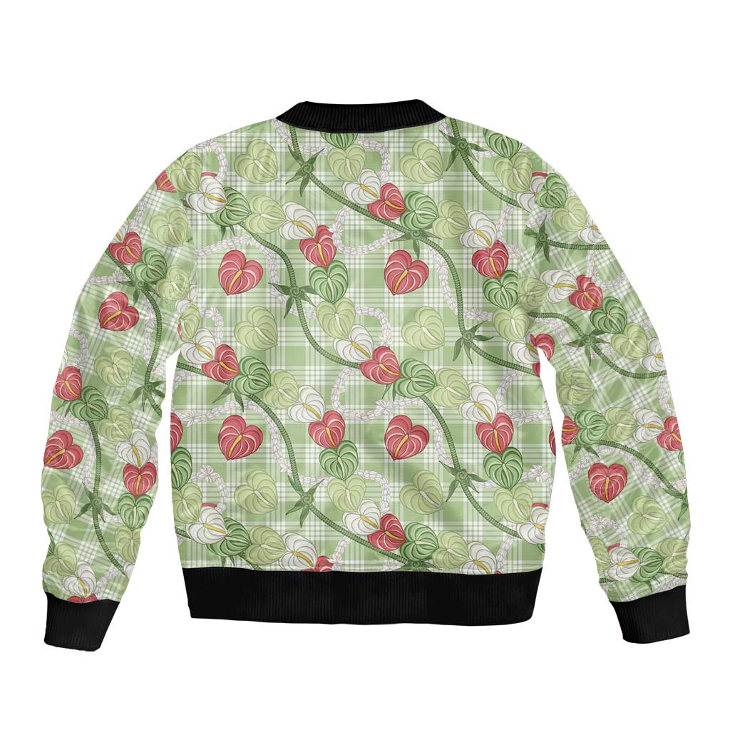 Anthurium Pikake Ti Leaf Palaka Bomber Jacket Green Version