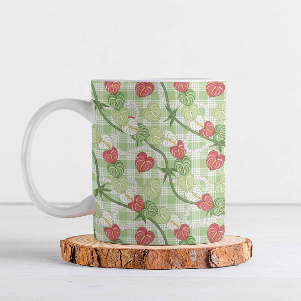 Anthurium Pikake Ti Leaf Palaka Ceramic Mug Green Version