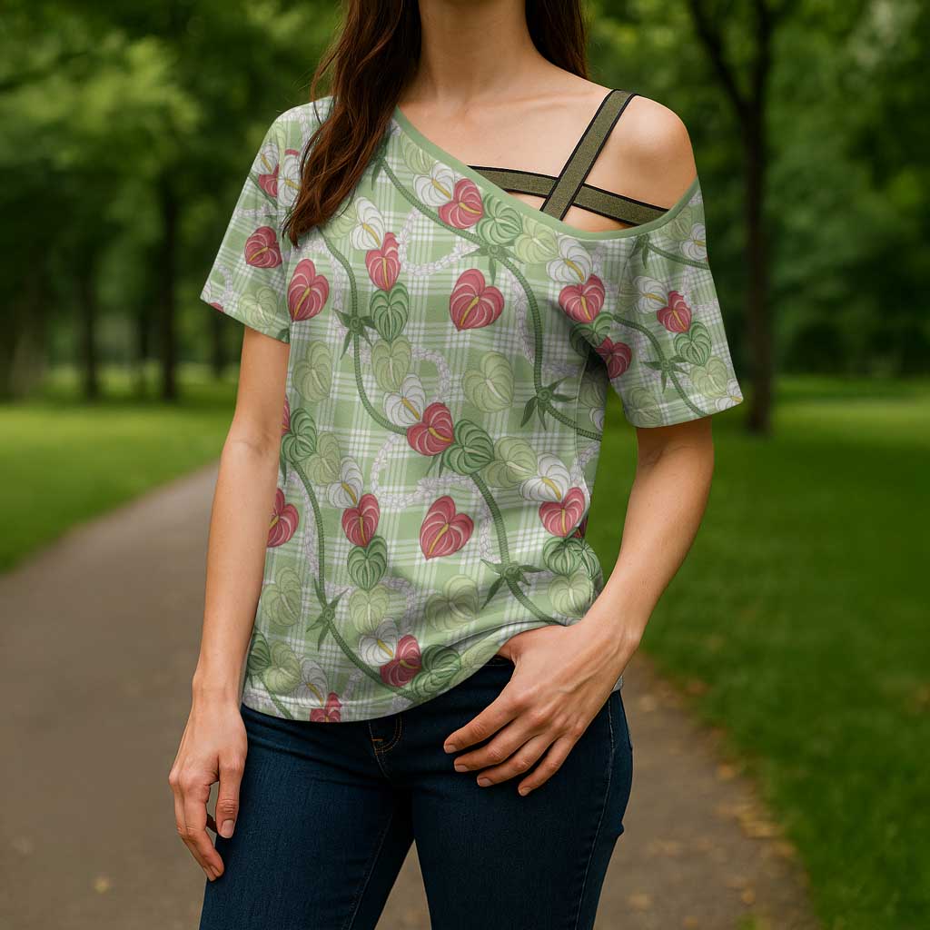 Anthurium Pikake Ti Leaf Palaka Cross Shoulder Shirt Green Version
