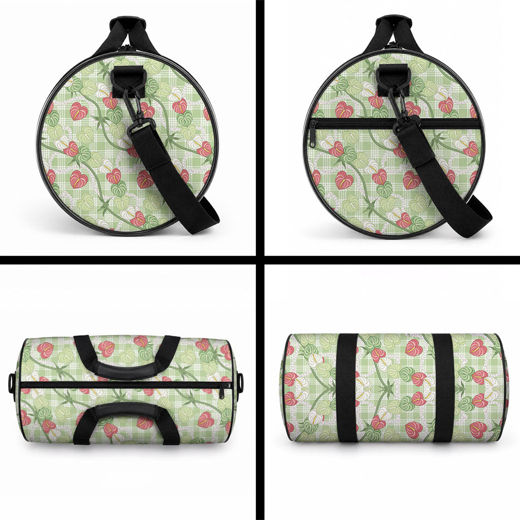 Anthurium Pikake Ti Leaf Palaka Duffle Bag Green Version LT01 - Polynesian Pride