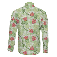 Anthurium Pikake Ti Leaf Palaka Family Matching Short Sleeve Bodycon Dress and Hawaiian Shirt Green Version