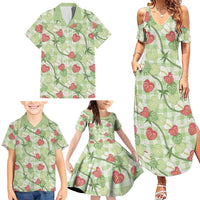 Anthurium Pikake Ti Leaf Palaka Family Matching Summer Maxi Dress and Hawaiian Shirt Green Version