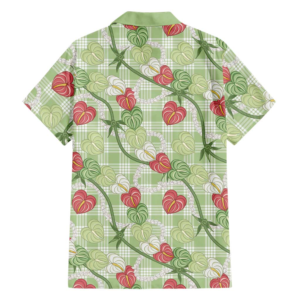 Anthurium Pikake Ti Leaf Palaka Family Matching Summer Maxi Dress and Hawaiian Shirt Green Version