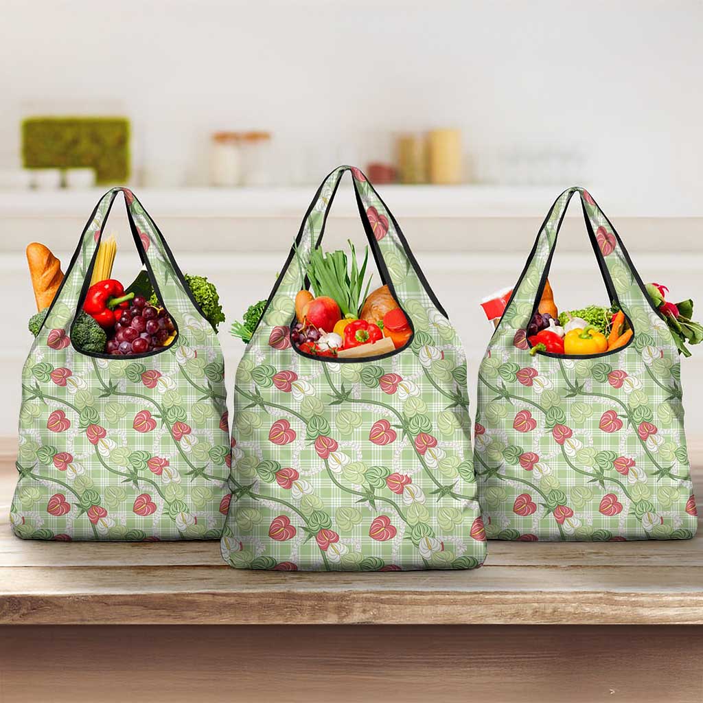 Anthurium Pikake Ti Leaf Palaka Grocery Bag Green Version
